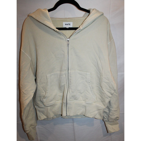 MATE The Label Hoodie Bone Terry Organic Cotton Zip Up Jacket M NEW - Picture 5 of 6